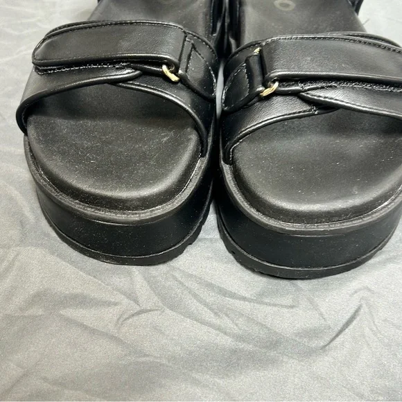 90s Y2K Inspired Chunky Platform Strappy Sandals Black Gold Accent Women's 9 - Picture 6 of 9